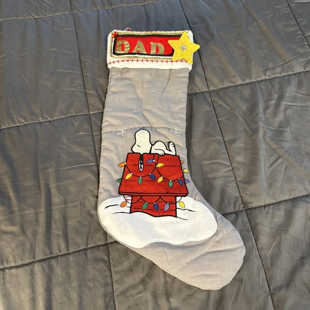 Pottery Barn Kids Gray Stocking Peanuts Snoopy with Doghouse Personalized 